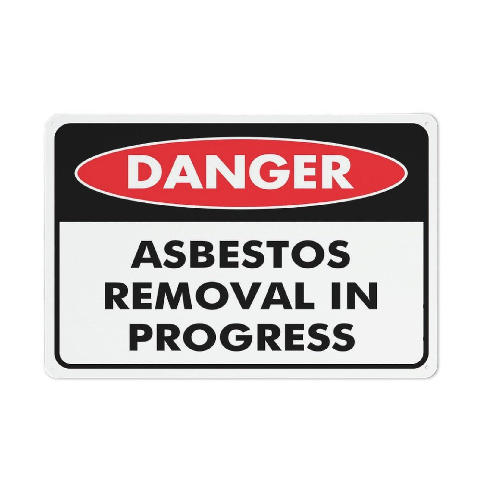 Danger - Asbestos Removal In Progress Sign for Business, 8x12 Inch Rust-Free UV-Printed Aluminum, 4 Pre-Drilled Holes, Durable & Weatherproof