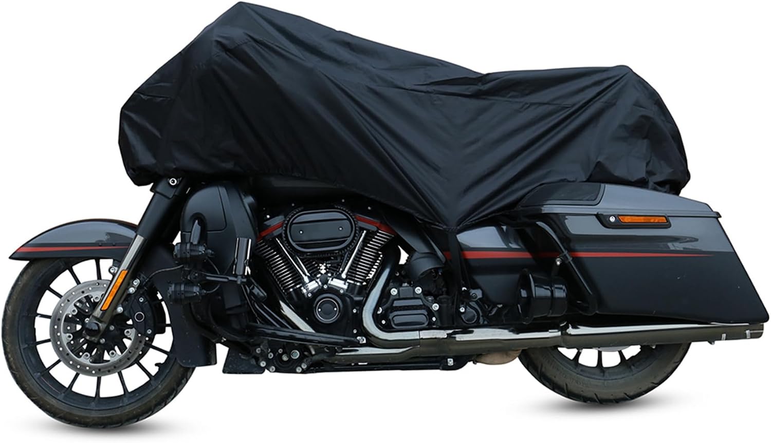 Motorcycle Cover Lightweight Half Cover Outdoor Waterproof Rain Dust Protector Black XL for Most Full Dress Touring Cruiser Durable Material