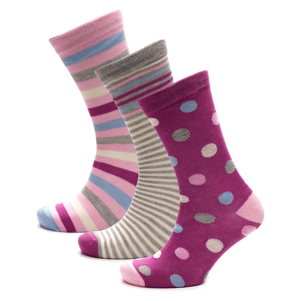 A2Z Ladies 3 Pack Bamboo Ankle Socks Soft Breathable Natural Fibre - Socks LDS 1343 Spotty 3 Pack 4-8