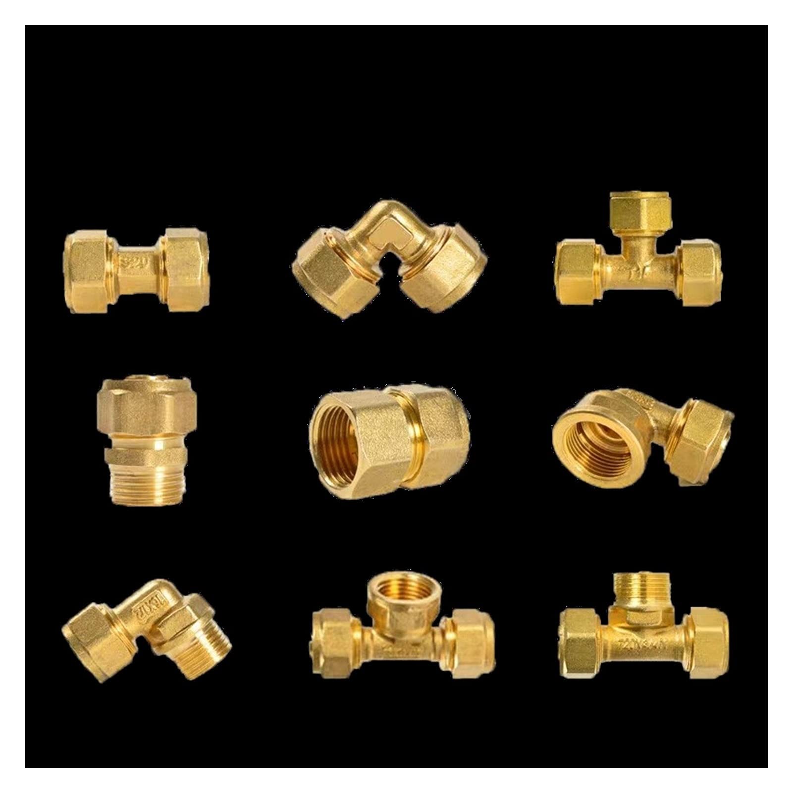 Divisor de manguera, conector de grifo 32 Junta de cobre Tubería de plástico de aluminio de 1 pulgada Accesorios de cobre Codo en T de una pulgada Accesorios de tubería de plomería Diámetro variable 6