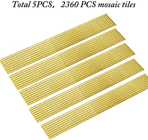 PP OPOUNT 2360 Pieces Self-Adhesive Mosaic Tiles, Gold Square Glass Mirrors Mosaic Tiles Mirror for DIY Craft Decoration (Gold, 5 x 5 mm)