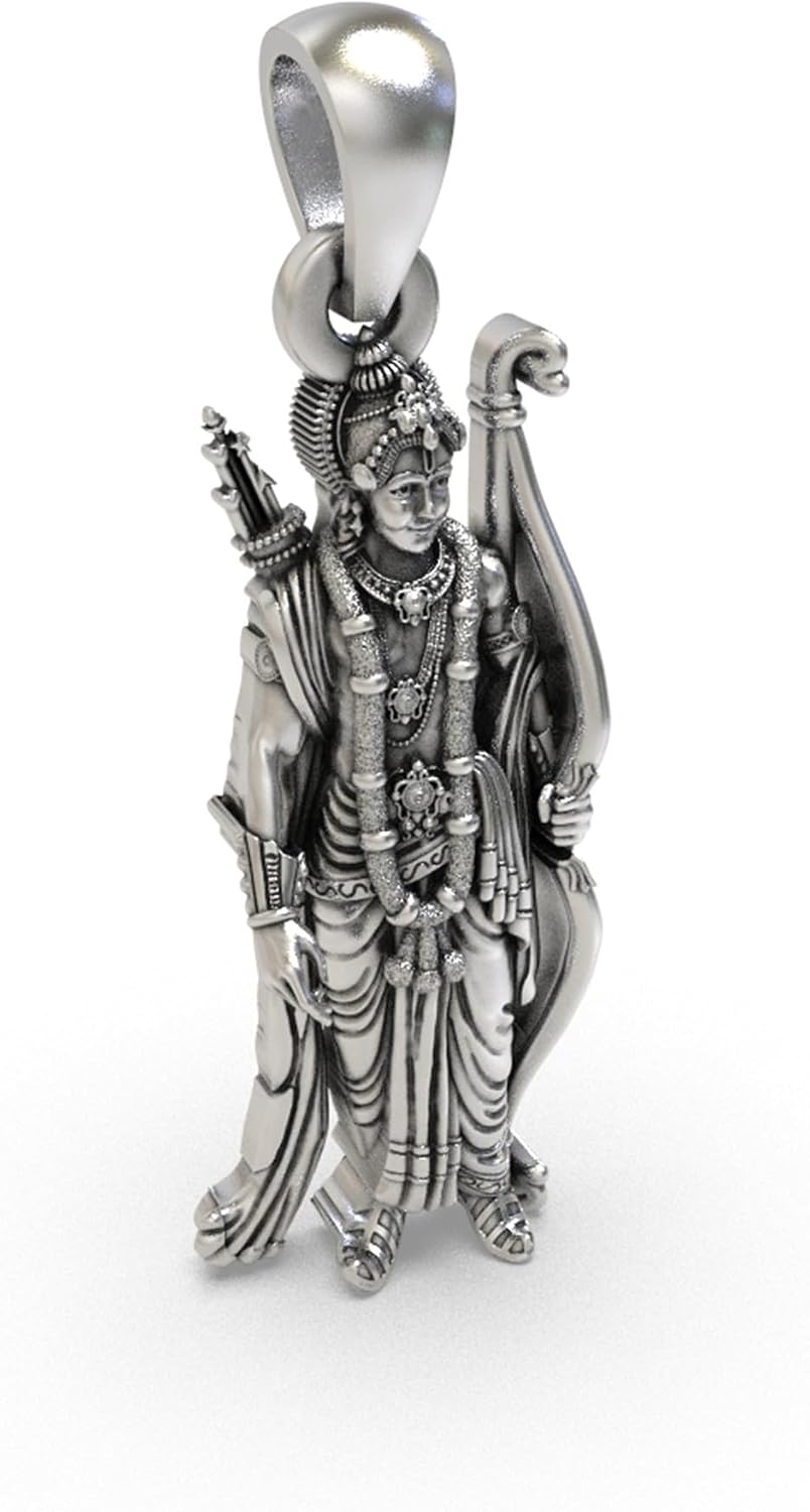 Exotic India 925 Sterling Silver Standing Lord Rama Pendant Authentic Hindu Spiritual Jewelry for Devotees
