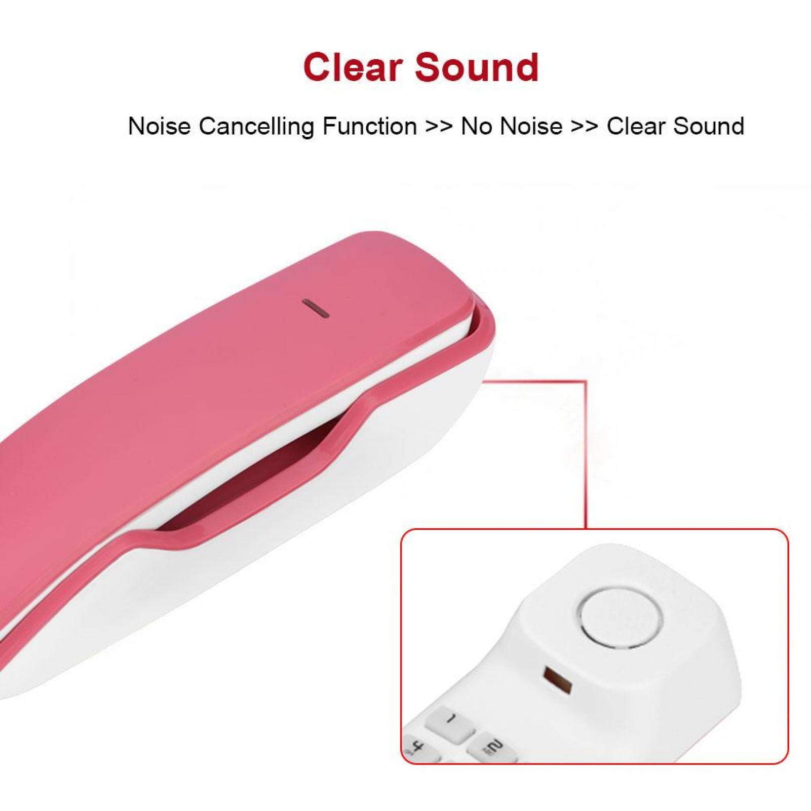 Bewinner Wandtelefon, Rosa Schnurgebundenes Telefon mit Pause/Stummschaltung/Wahlwiederholungsfunktion, Elegantes, Schlankes Retro-Wandtelefon mit Wähltastatur für das Home Office Hotel