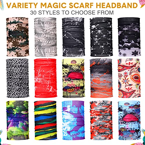Image of Tarpop 12 /30 Pcs Neck Gaiters Scarf Elastic Wrap Headband Sweat Absorbing Bandana for Women Men Sports Yoga Running