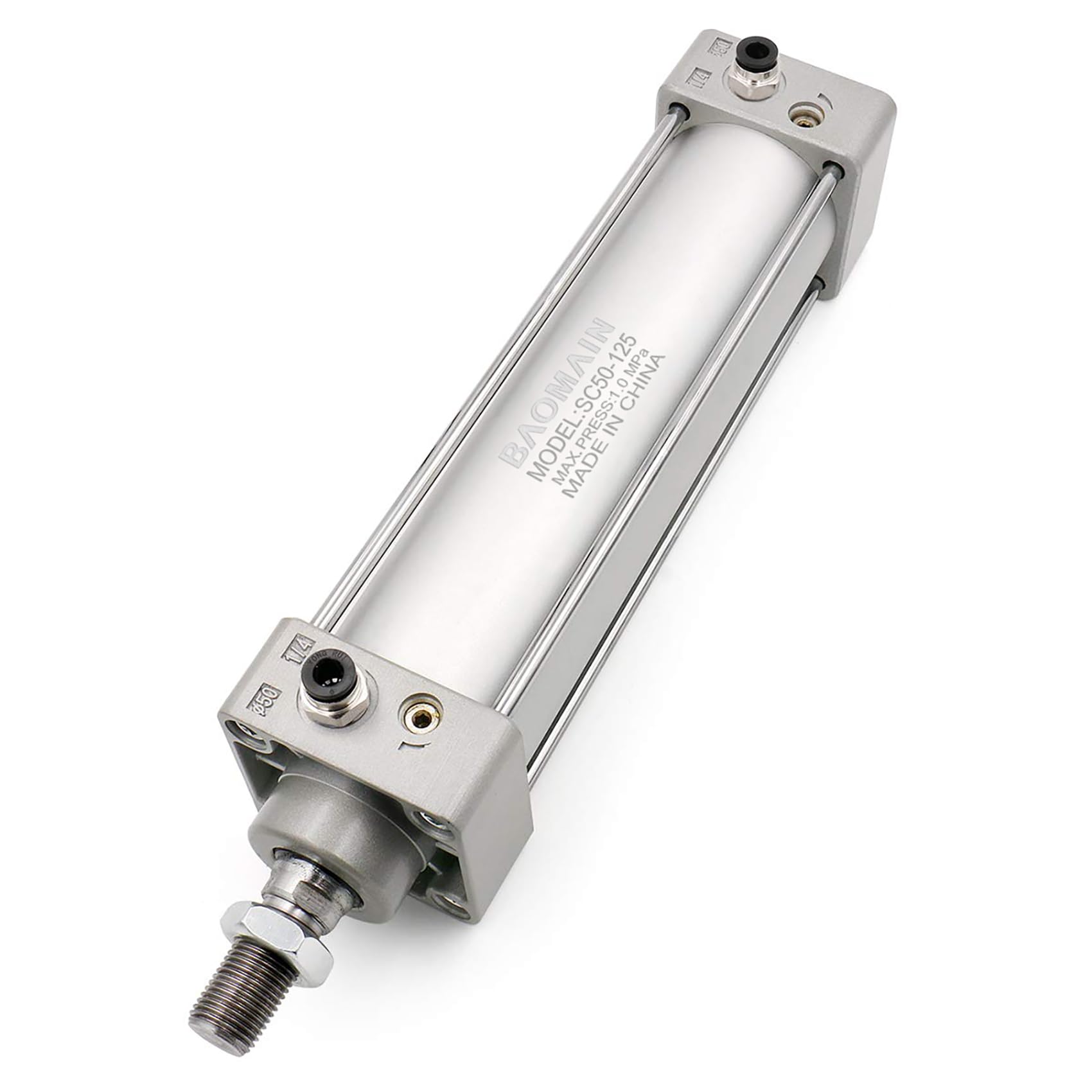 Baomain Pneumatic Air Cylinder SC 50 x 125 Pneumatic Air Cylinder,PT 1/4, Bore 2 inch(50mm), Stroke 5 inch(125mm), Screwed Piston Rod Dual Action 1 Mpa,for Manufacturing