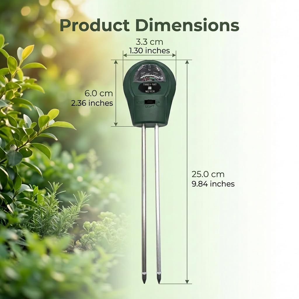 Medidor de pH del Suelo 3 en 1, Higrómetro de Suelo Medidor de Humedad del Suelo con pH Tester de Tierra sin Batería para Plantas Grandes de Interior y Exterior Flores Césped Jardinería