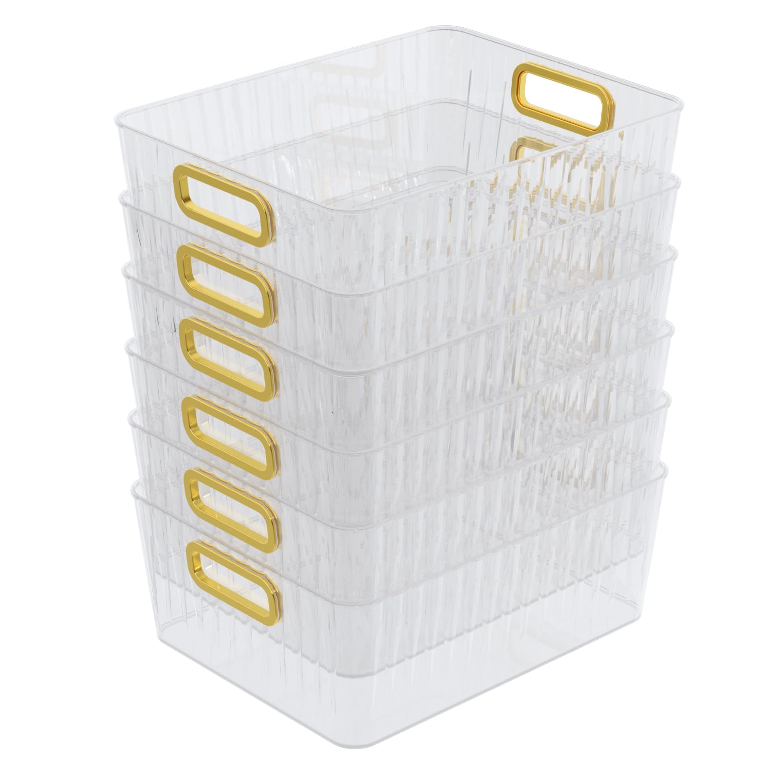 Callyne 6-Pack Clear Plastic Pantry Organizer Bins, Clear Storage Bins for Organizing