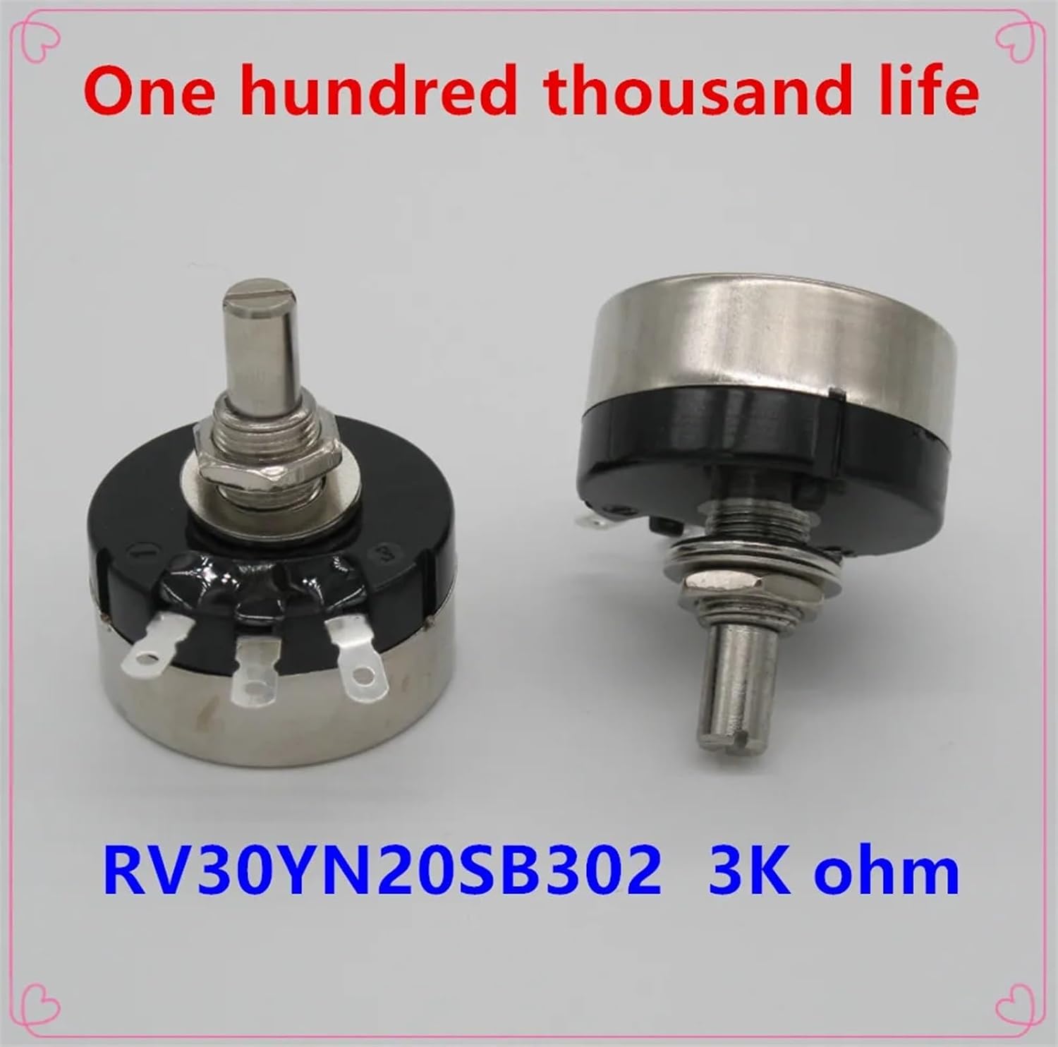 2pcs RV30YN20S B302 3W, 3K ohm Adjustable Resistance of Single Ring Carbon Film Potentiometer