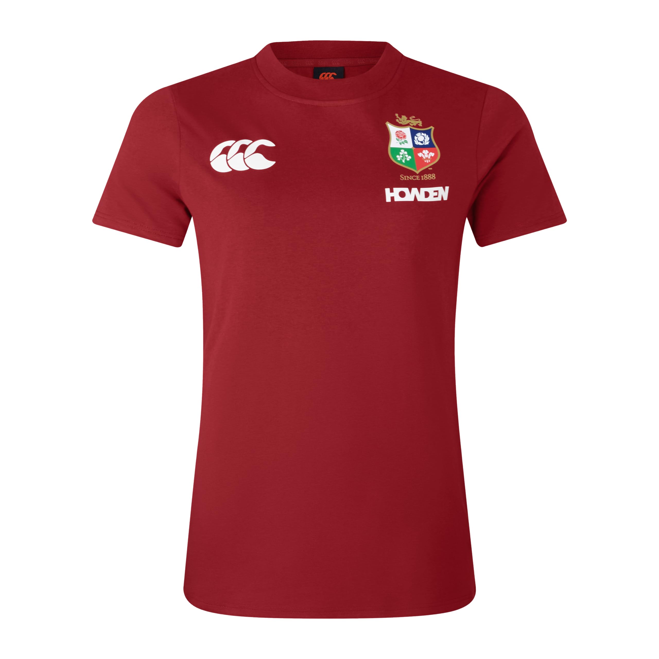 Canterbury Women's Official British & Irish Lions Cotton Rugby Jersey Tee, Red Dahlia, 10