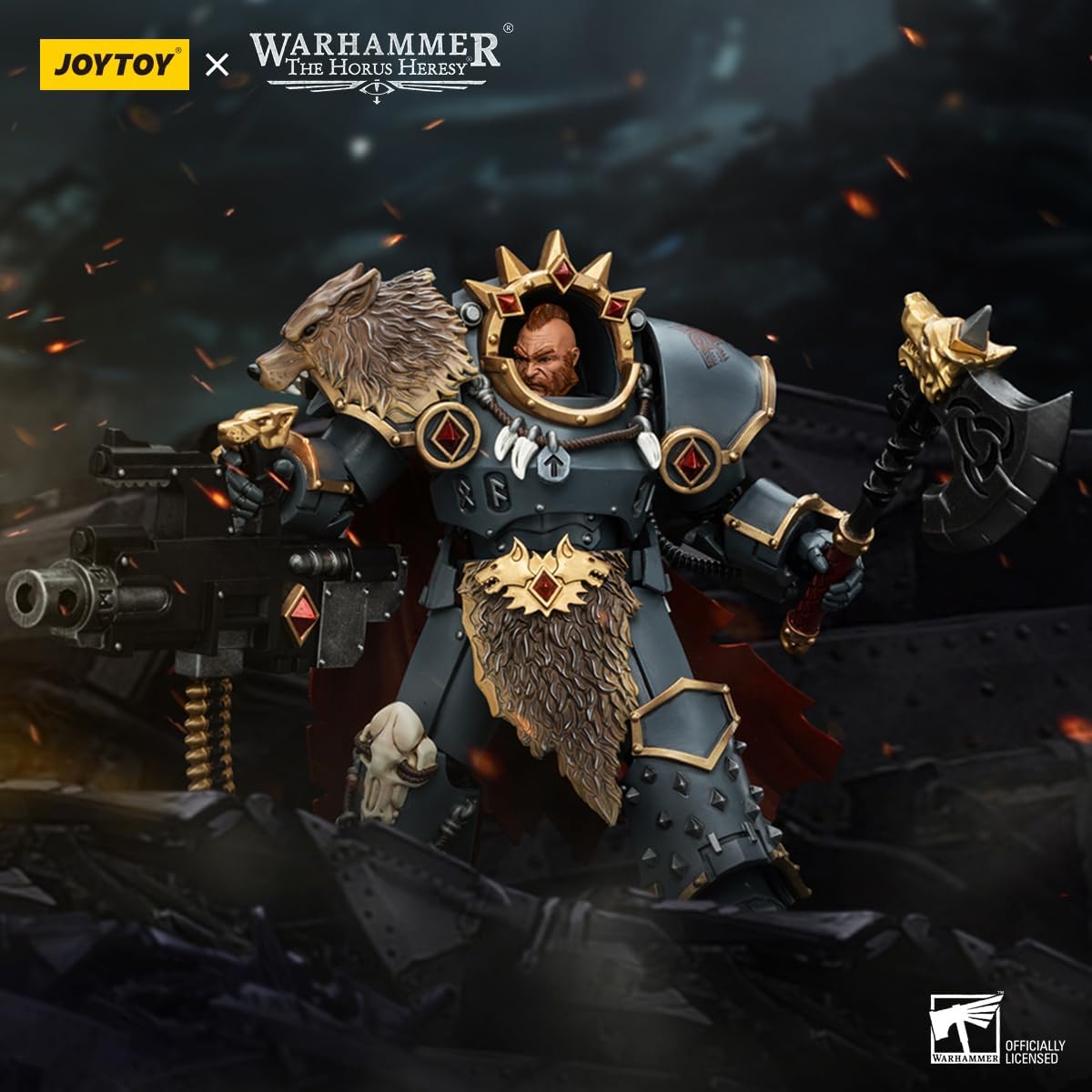 JOYTOY Warhammer The Horus Heresy Space Wolves Hvarl Red-Blade, 1:18 Scale Action Figure Mecha Joy Toy Collection Model 5.6in