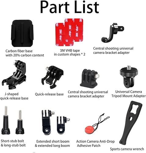 Miniatura 2 de AGV K1S - Kit de montaje de barbilla hecho para casco K1 S, kit de montaje de cámara de fibra de carbono, soporte de cámara ajustable compatible con