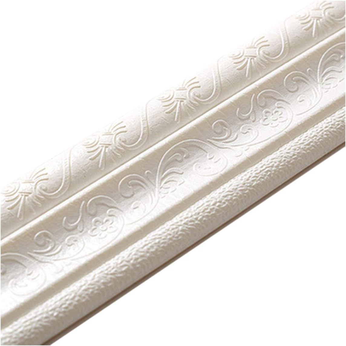 90"x 3" Self Adhesive Flexible Molding Trim, 3D Sticky Decorative Wall Lines Wallpaper Border for Home, Office, Hotel DIY Decoration, White