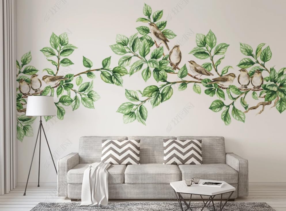 Papier peint intissé plantes verts 300x210cm | Poster géant mural pour salon et chambre