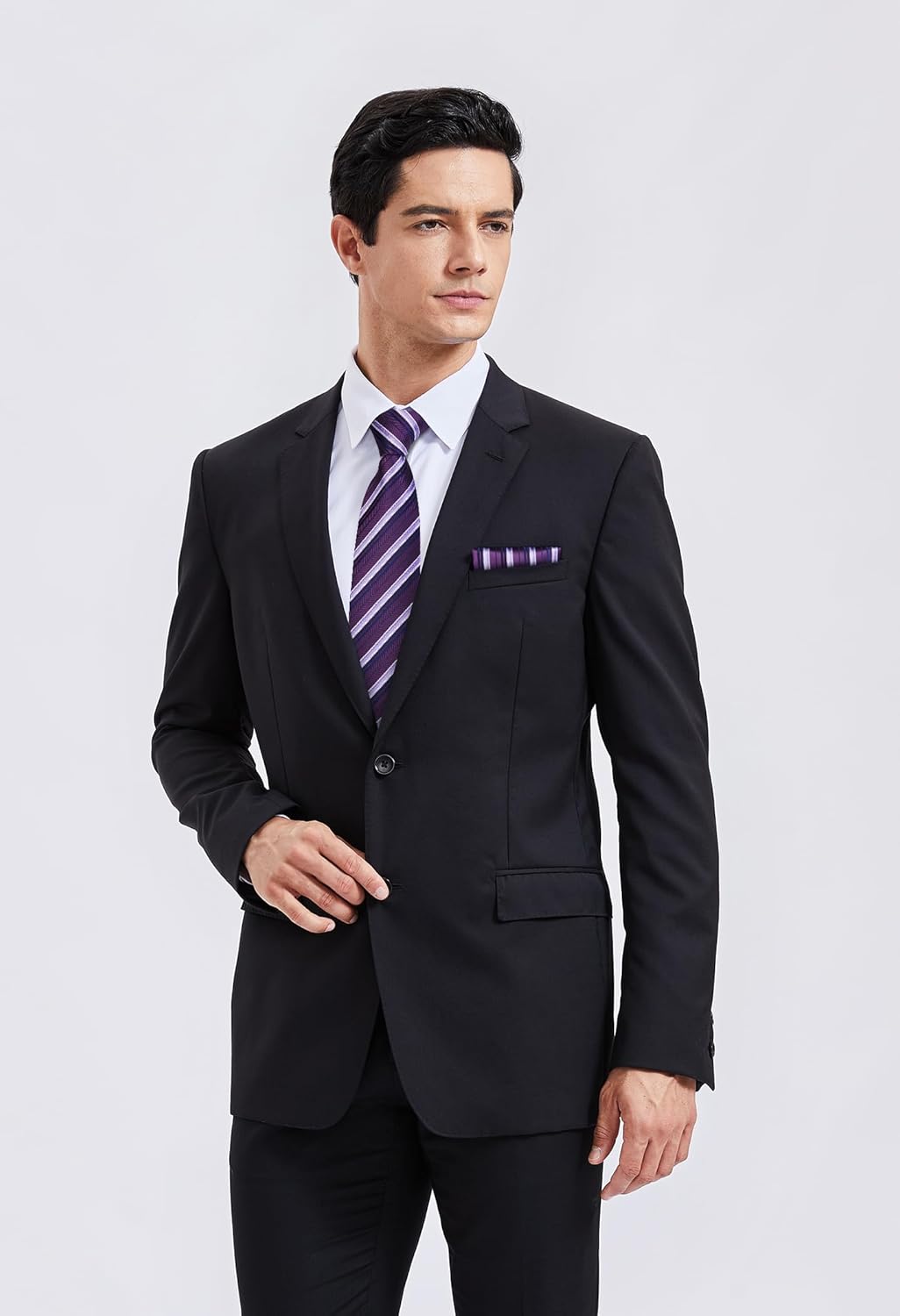 Enlision Mens Ties Stripe Tie and Pocket Square Set Classic Formal Woven Neckties Handkerchief Cufflinks Wedding - Image 5