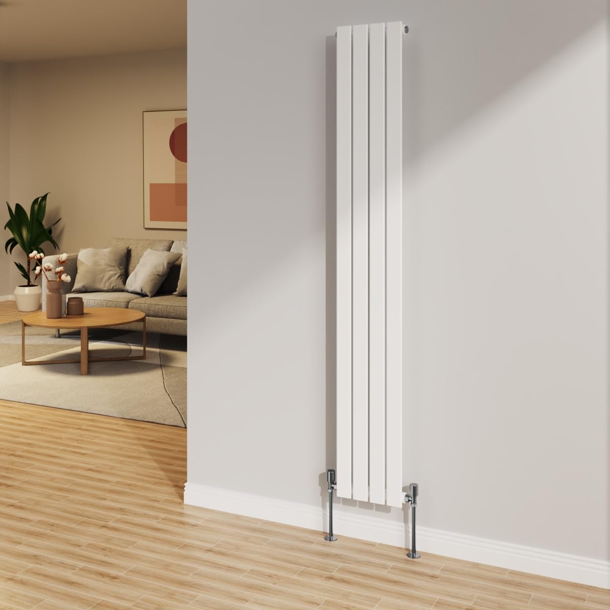 Nrg Gloss White 1800X272mm Radiator Vertical Flat Panel Single Radiator