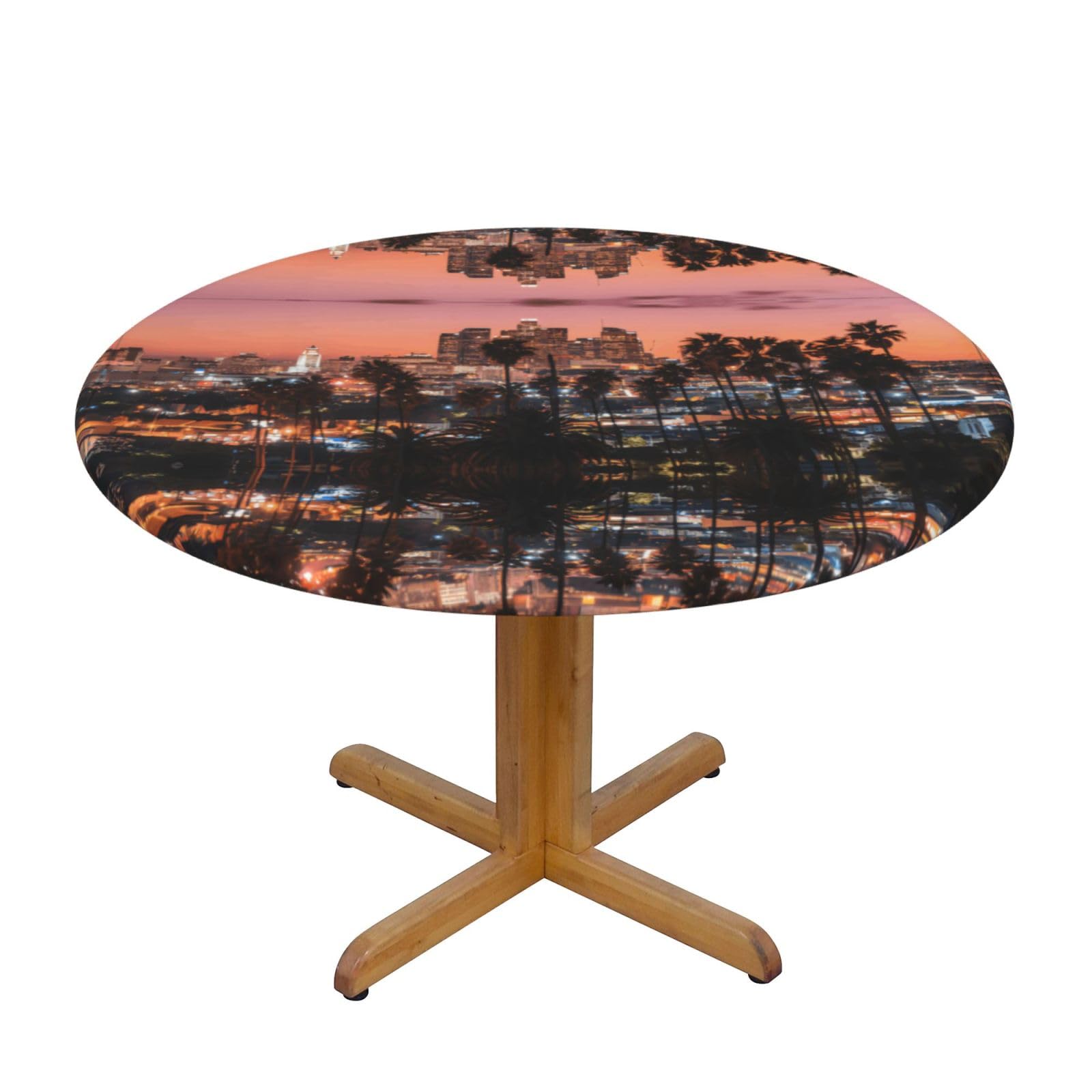 ZQYTGFDC Los Angeles Palm Trees M Decorative Round Tablecloth Waterproof Anti Stain Oil Proof Size for 40 50 inch