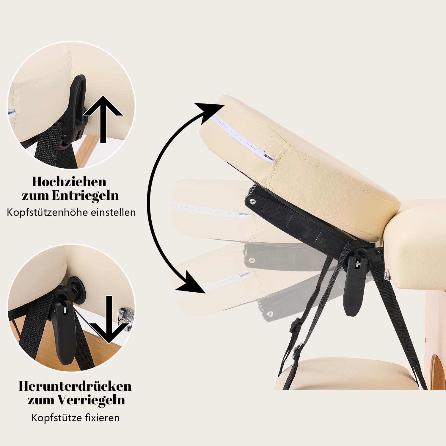 Kidol & Shellder® Cama de masaje 60 cm, składana, pojemność 250 kg, 9 cm, acolchado, bolso de transporte, cierre double, Blanco