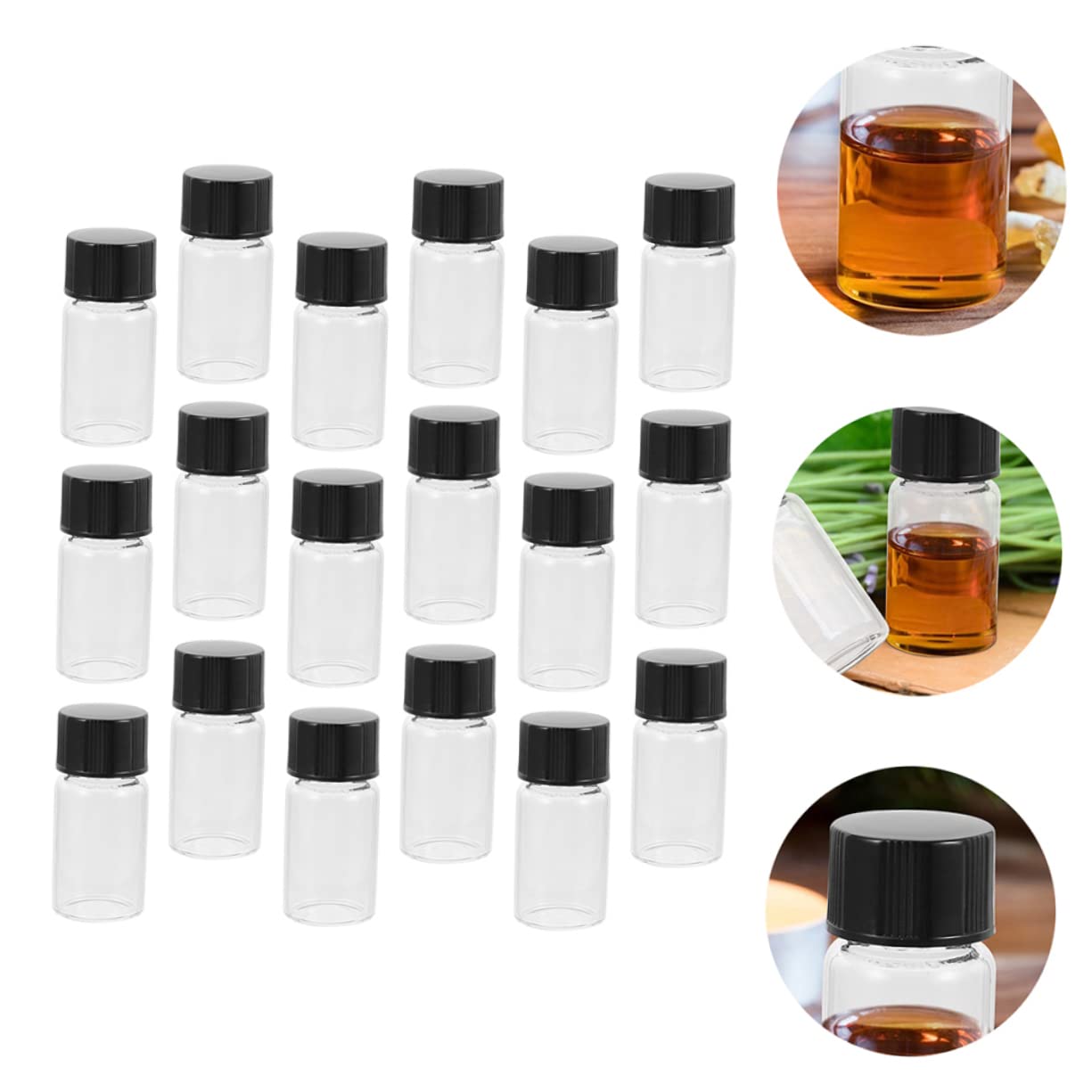 HOMOCONO 20pcs Glass Bottle Empty Reagent Bottle Liquid Storage Bottle Powder Container Mini Containers Sample Bottles Powder Tubes Empty Carafe with Lids Clear Container with Lid Sampling
