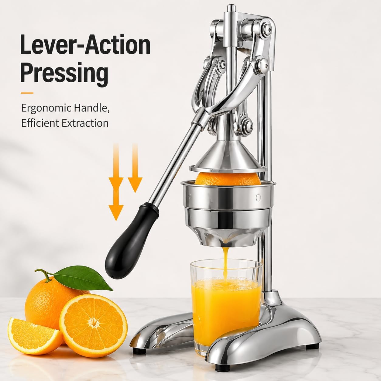 Presse-agrumes manuel en acier inoxydable avec levier de 28 cm