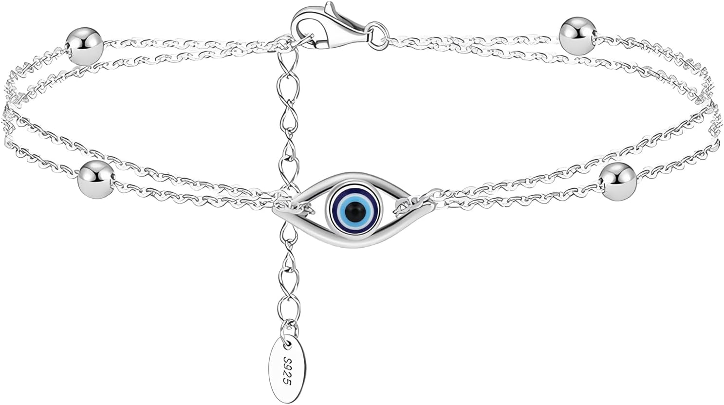 925 Sterling Silver Evil Eye Bracelets Infinity Adjustable Bracelet for Women Mother Wife Girlfriend Jewelry Gift