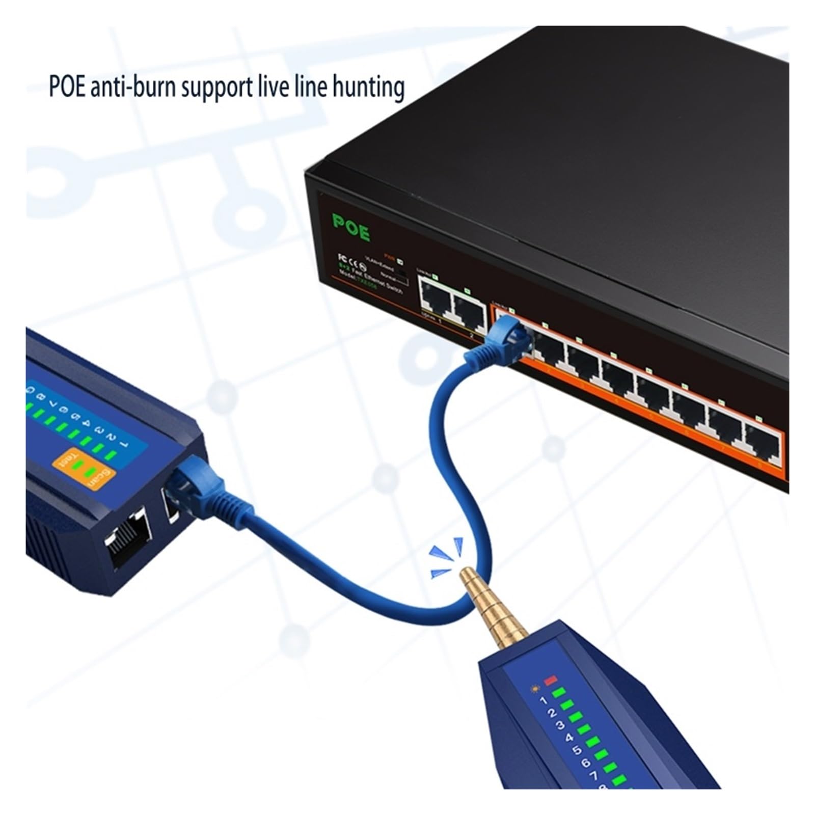 Precyzyjny Lokalizator Kabli Testowych Tracer POE Tester Sieci LAN Narzędzia Sieciowe Anti-burn Network Szybki Przewodów Dokładna Szybka Diagnostyka