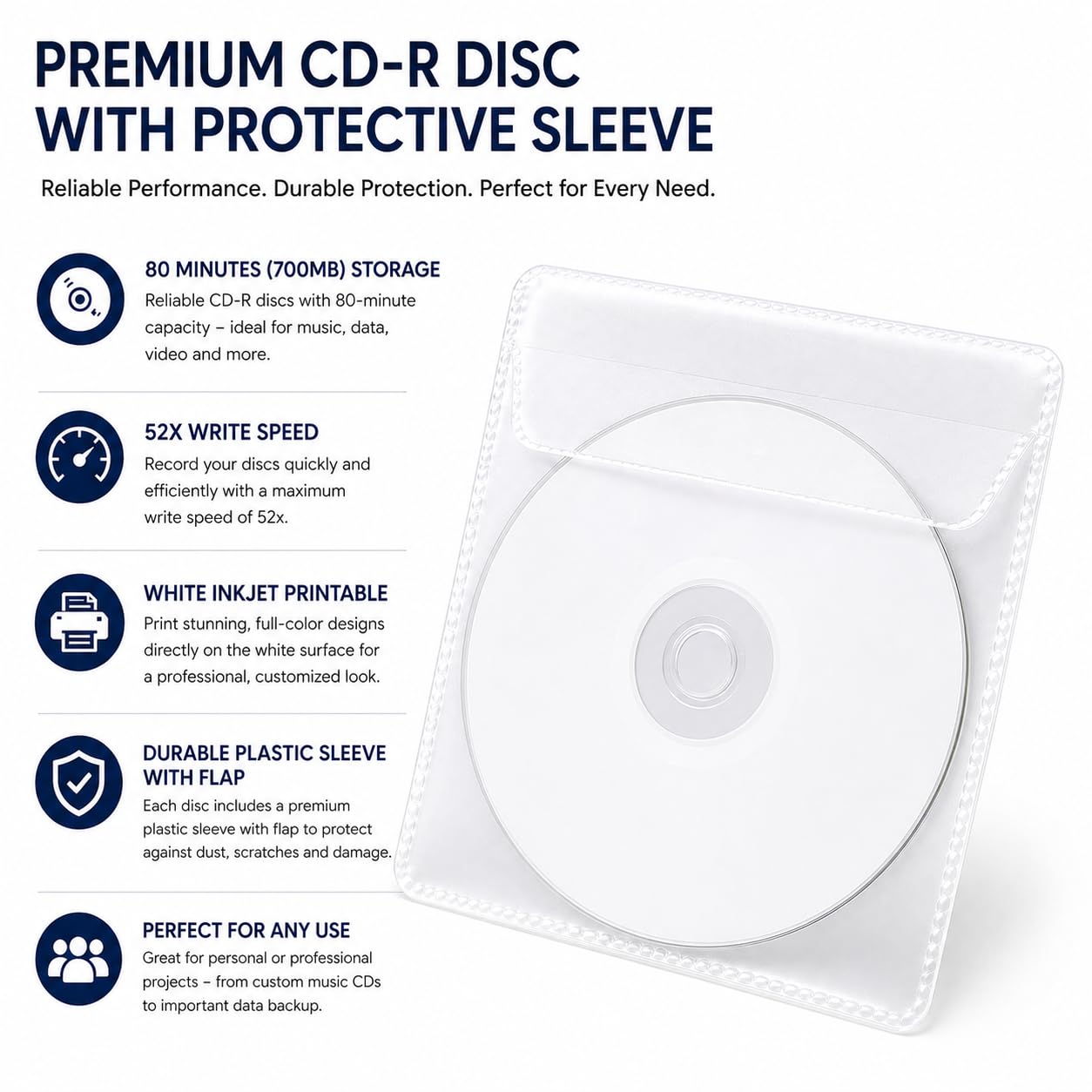 5 x bianco Top CD-R80 700MB 52X in plastica maniche Dragon Trading prodotto