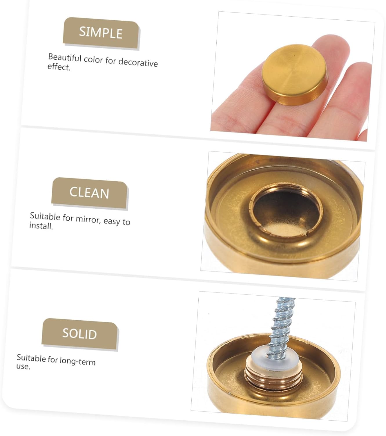 DOITOOL 20pcs Stainless Steel Mirror Nail Decorative Covers for Glass Tiles Sign Advertising Nails Easy Installation