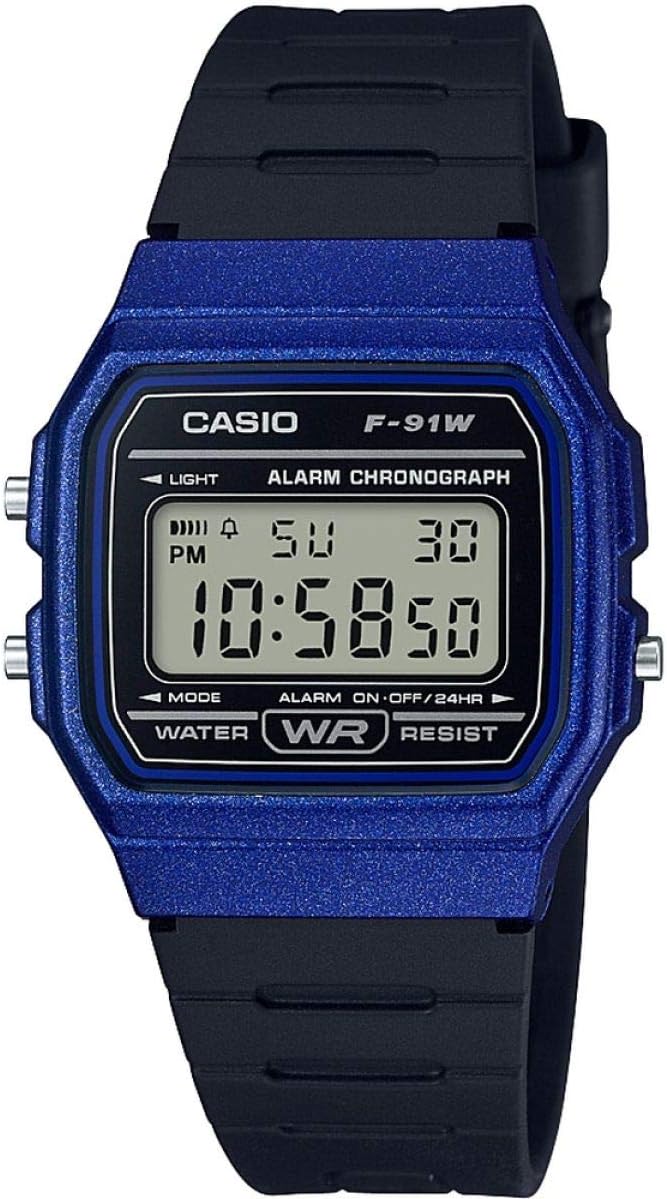 Classic Alarm Digital Watch, black/blue, Casual