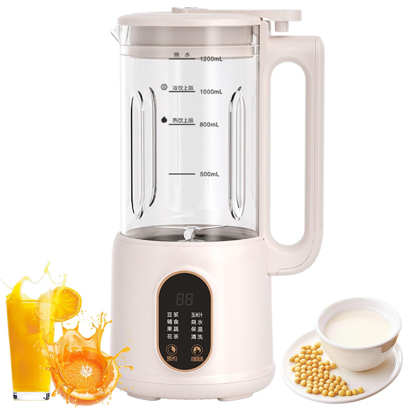 Automatic Soy Milk Maker Machine, 1200ml Nut Milk Maker, Homemade Almond, Oat, Coconut, Soy, or Plant-based Milk Dairy Free Beverages, Almond Milk Maker with 12 Hours Time, Self Clean