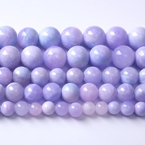 Cuentas sueltas de piedra de jade púrpura galaxia de 0.315 in, 46 unidades para hacer joyas y pulseras