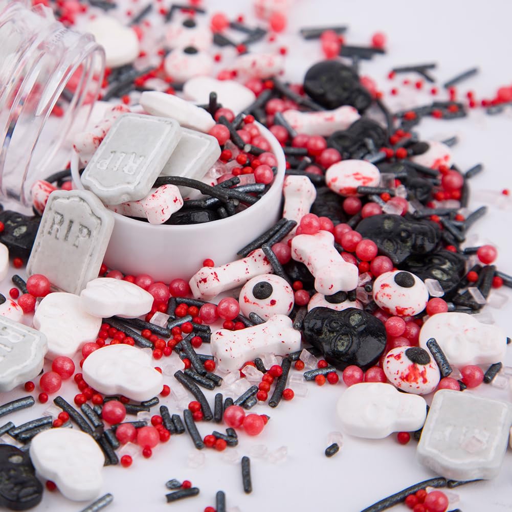 Eastron 1 Bottle Edible Halloween Sprinkles Decorating - Candy Eyes for Decorating - Halloween Gift Sprinkles - Edible Cake Cookie Decorations - Cupcake and Cake Topper - 3.35 ounces