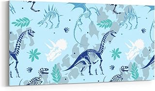 Erosebridal Dinosaur Large Canvas Wall Art 48"x24" Ancient Animals Picture Wall Decor Colorful Dino Prehistoric Fossil Poster Print Dinos Fossil Skull Artwork Posters