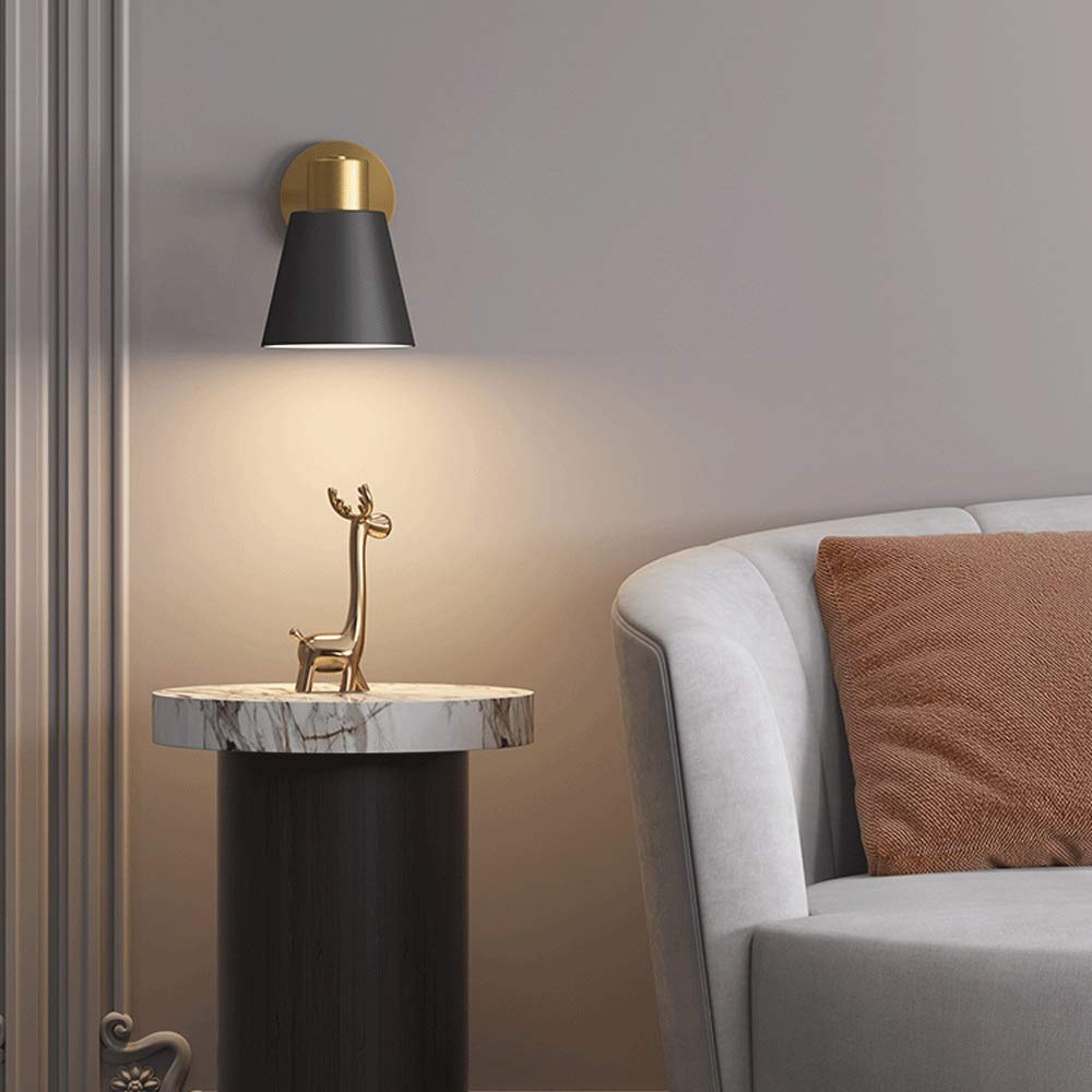 Nordyckie lampy ścienne, obracana lampa ścienna, lampka nocna, abażur z czarnego metalu, złota lampa ścienna, oświetlenie wewnętrzne, E27 do gabinetu w salonie
