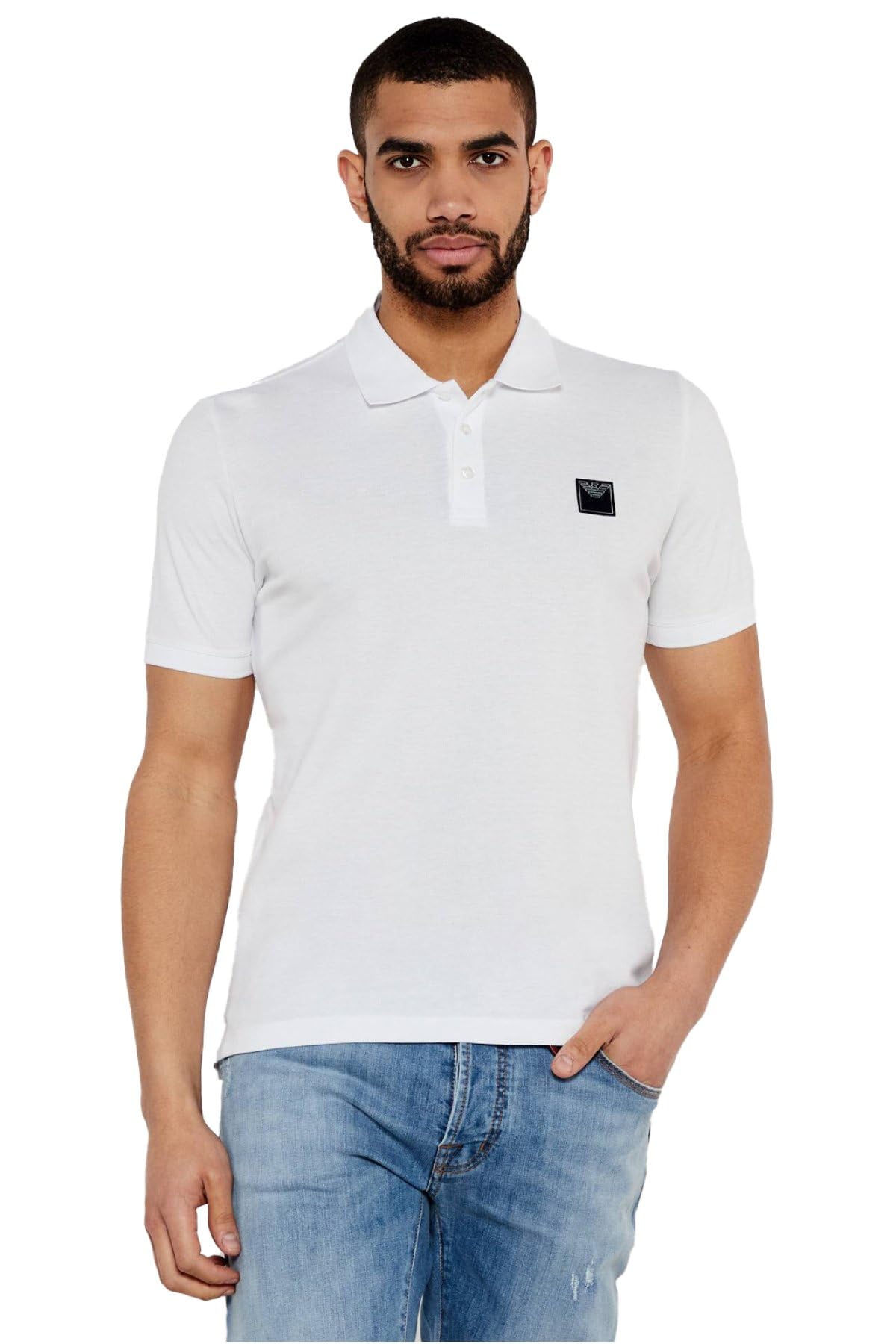 Emporio Armani Man Embroidery Logo Polo Beachwear White XL