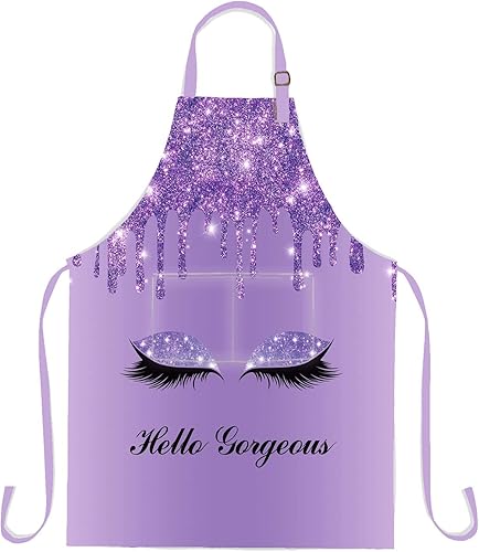 Hello Gorgeous - Delantal de pestañas de unicornio, delantal ajustable para hombres y mujeres, cocina, hornear, jardinería