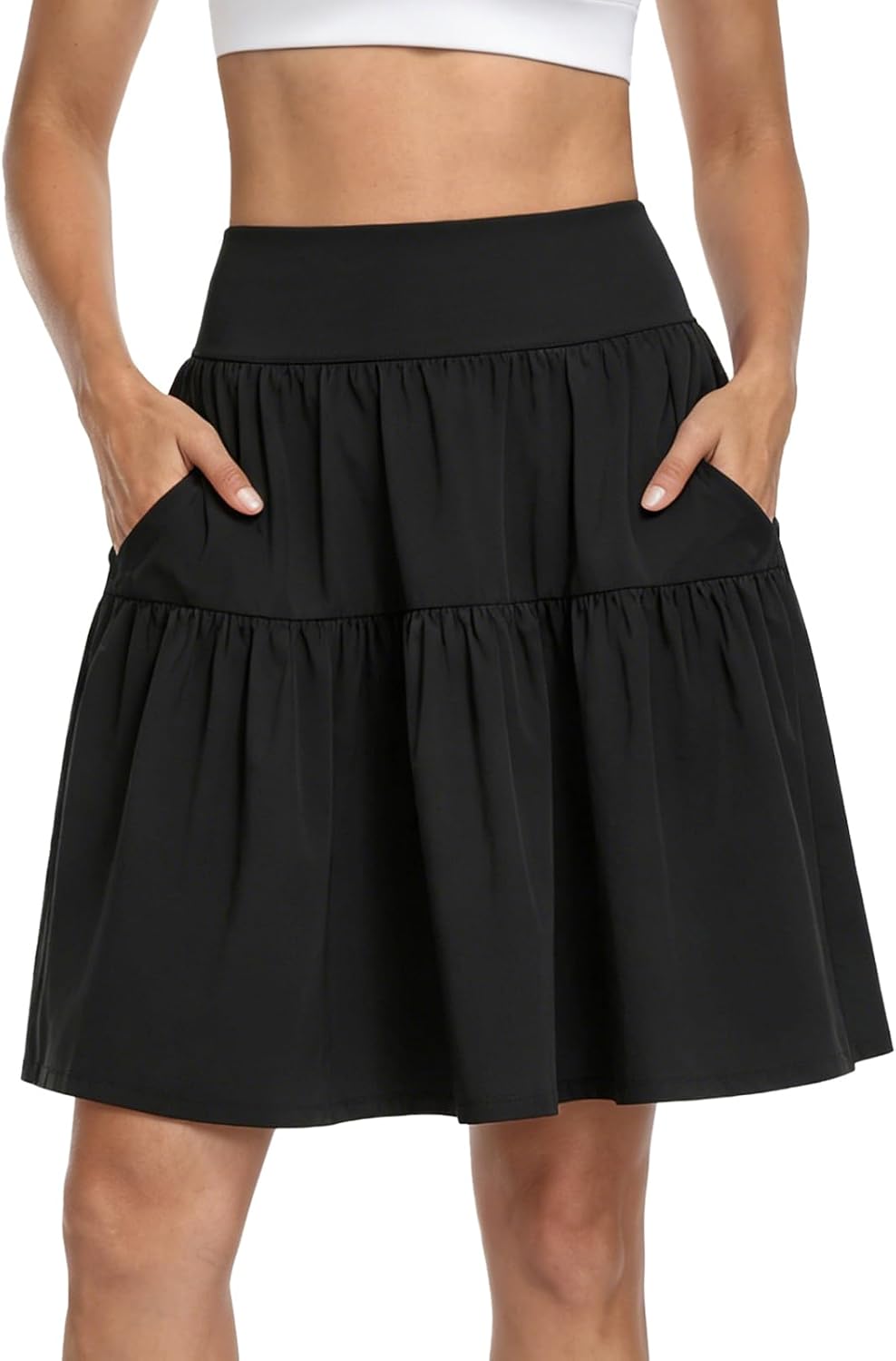 KORALHY Womens Knee Length Golf Skort with Shorts and Pockets for Travel