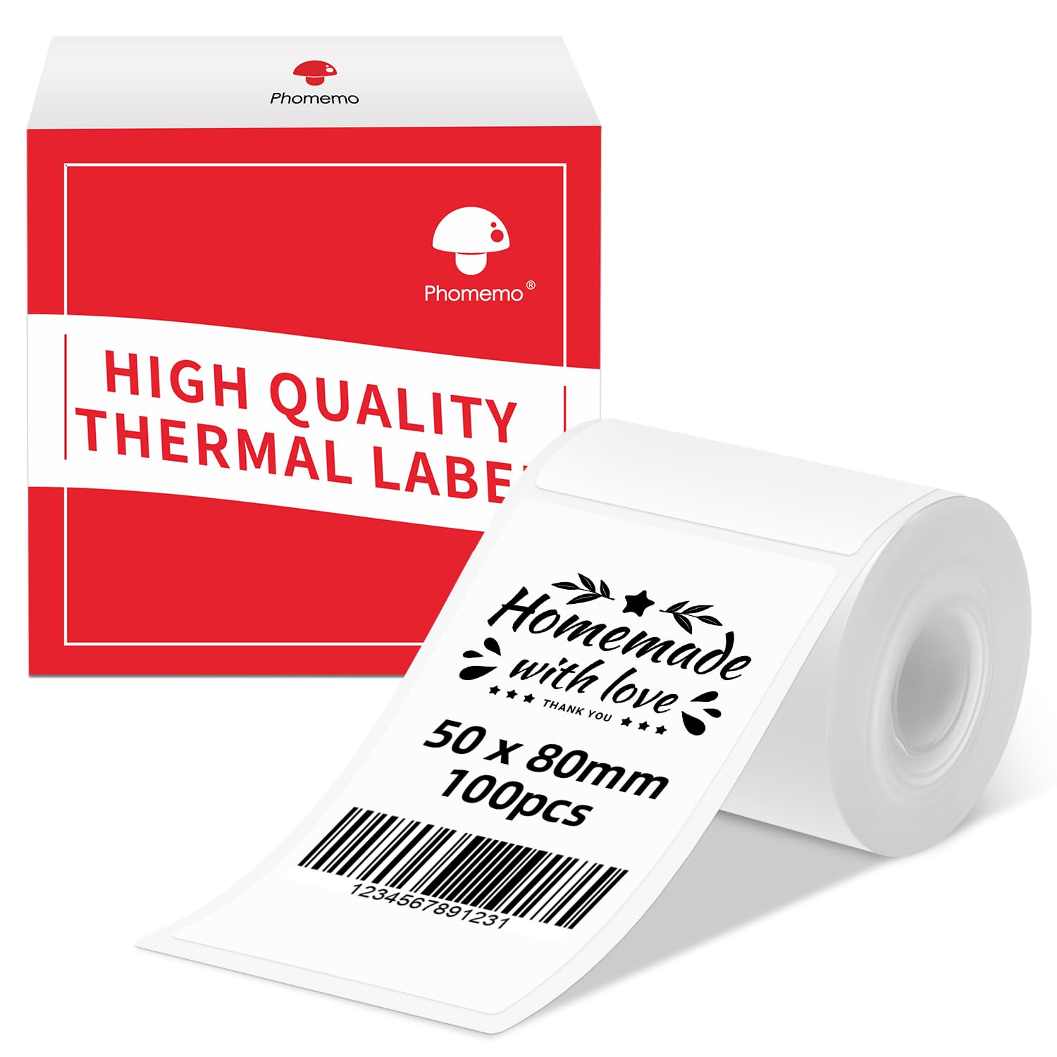 Labels for M110 M120 M221 M200 M220 M150 M250 M260 M108 M100 Label Printer, Thermal Paper for Small Business, Barcode, Address, Clothing, Black on White 1.97"x3.15"(50x80mm) 100Label/Roll