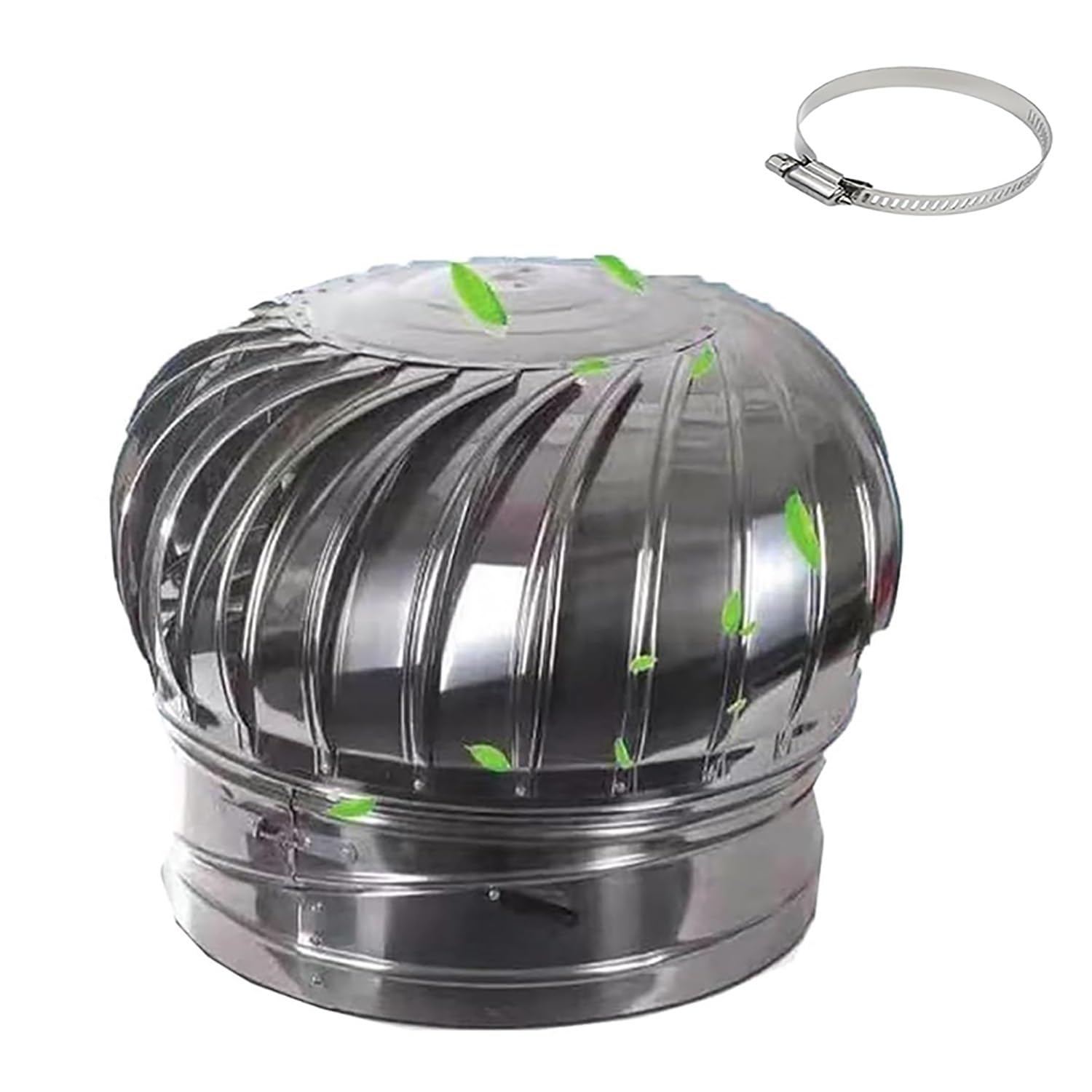 Gfyhtn One Color 4.3" 7.9" 11.8" Chimney Cap, 304 Stainless Steel Turbine Vent, All Weather Roof Vent, Metal Wind Rotating Turbine Cap For Outdoor Chimney Covers(160Mm/6.3In)
