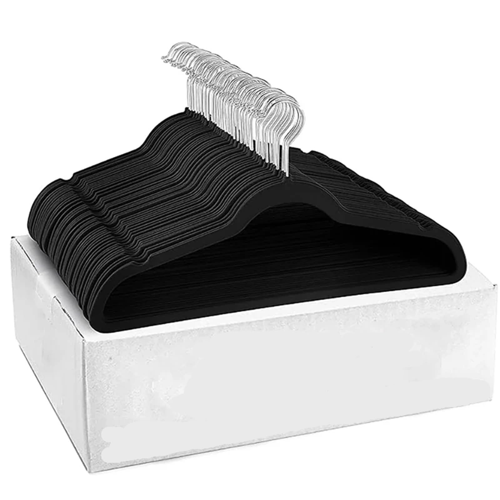 Velvet Hangers 10/50pcs Velvet Hanger Heavy Duty Non-Slip Hangers For Coat Pants Wardrobe Space Saving Garment(Black-20pcs)