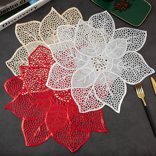 Sets de table ronds PVC fleur 38 cm lot de 16 imperméables
