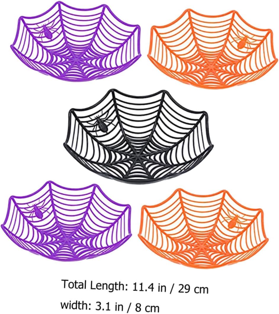 MAGICLULU 5Pcs Spooky Candy Basket Halloween Plastic Fruit Bowl Washable Reusable Candy Storage for Parties Clubs Ktv Includes Bowls