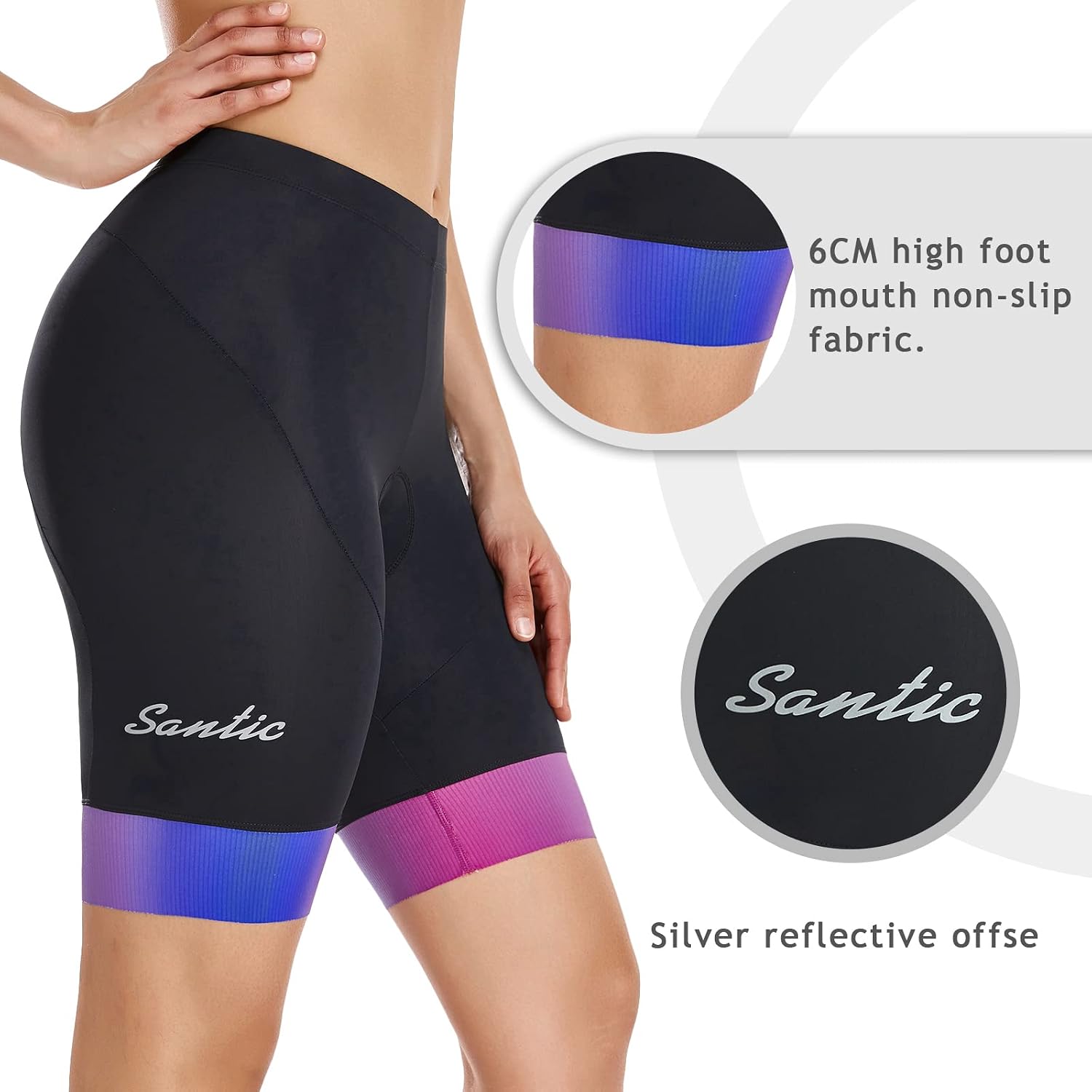 Santic Cycling Shorts Padded High Waisted Bike Shorts for Women Cycling Women's Padded Cycling Shorts with Pocket