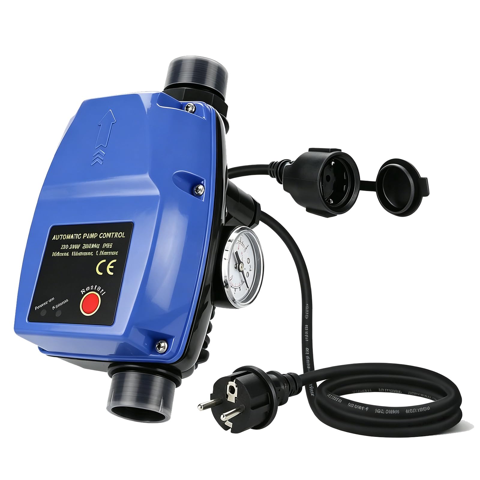 Control de bomba, bomba de aumento de presión de agua con protección contra marcha en seco, indicador de presión y cable, control de bomba IP65, interruptor de presión máx. 10 bar, presostato
