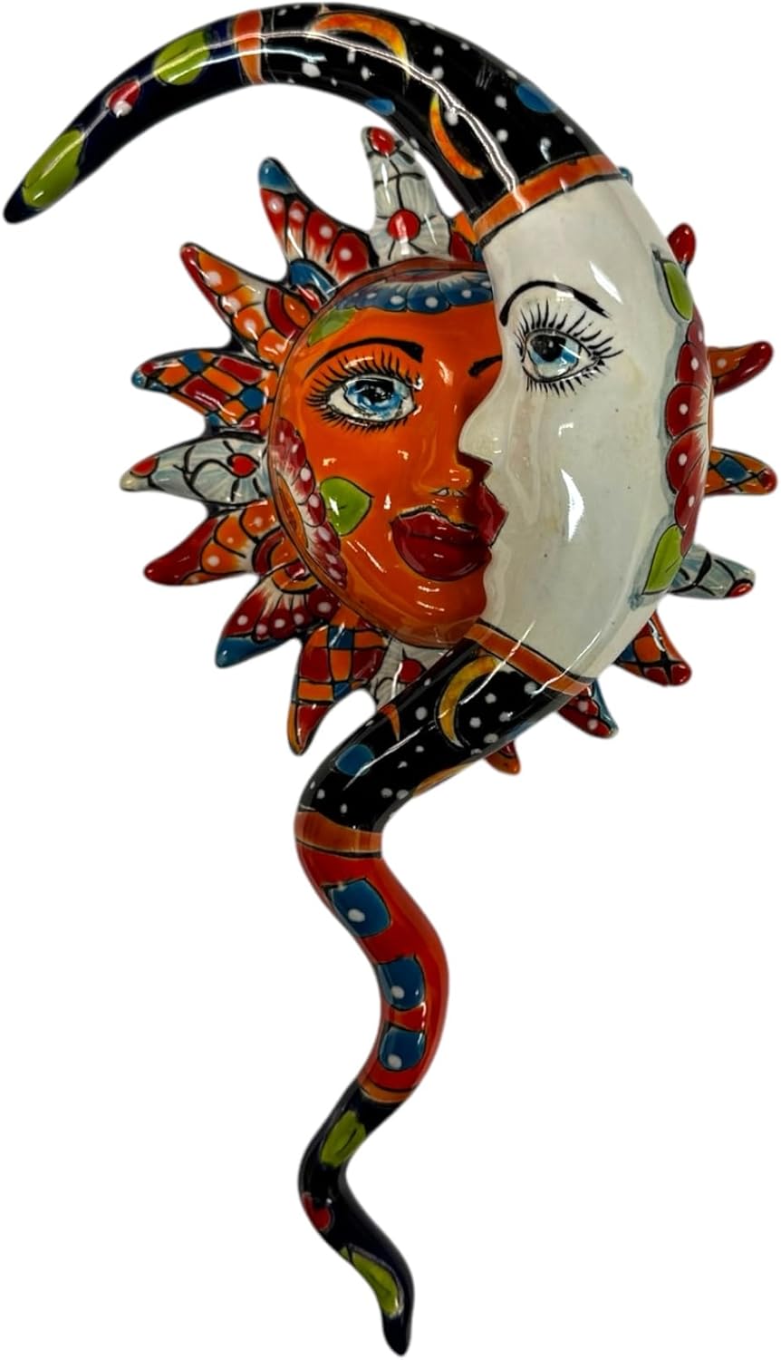 Talavera Decorative Eclipse Moon Sun Folk Art Handmade