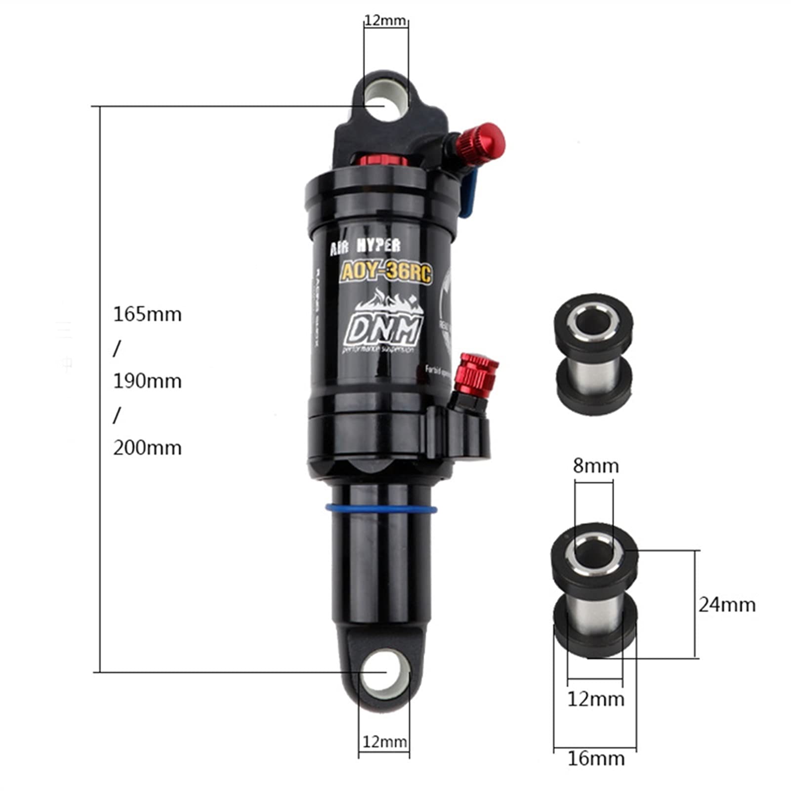 Amortiguadores Traseros, Amortiguadores Montaña Bike Air Shock Trasero 165 mm 190 mm 200 mm MTB MTB Downhill Shock Trasero con Bloqueo