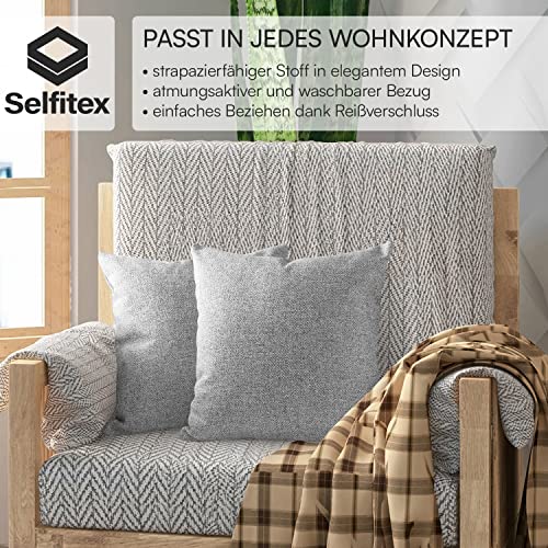 Selfitex 2er Set 40x40 cm, Sofakissen mit Füllung und Bezug, Dekokissen, Kopfkissen mit weicher Kissenfüllung, stilvolle Kissen Deko, robuster Polsterstoff, hochwertiges Couch Kissen (Grau)