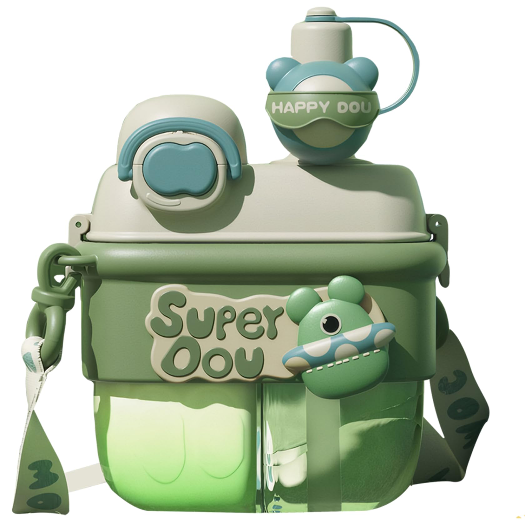 Botella de agua kawaii de 17 oz con doble compartimento para niñas