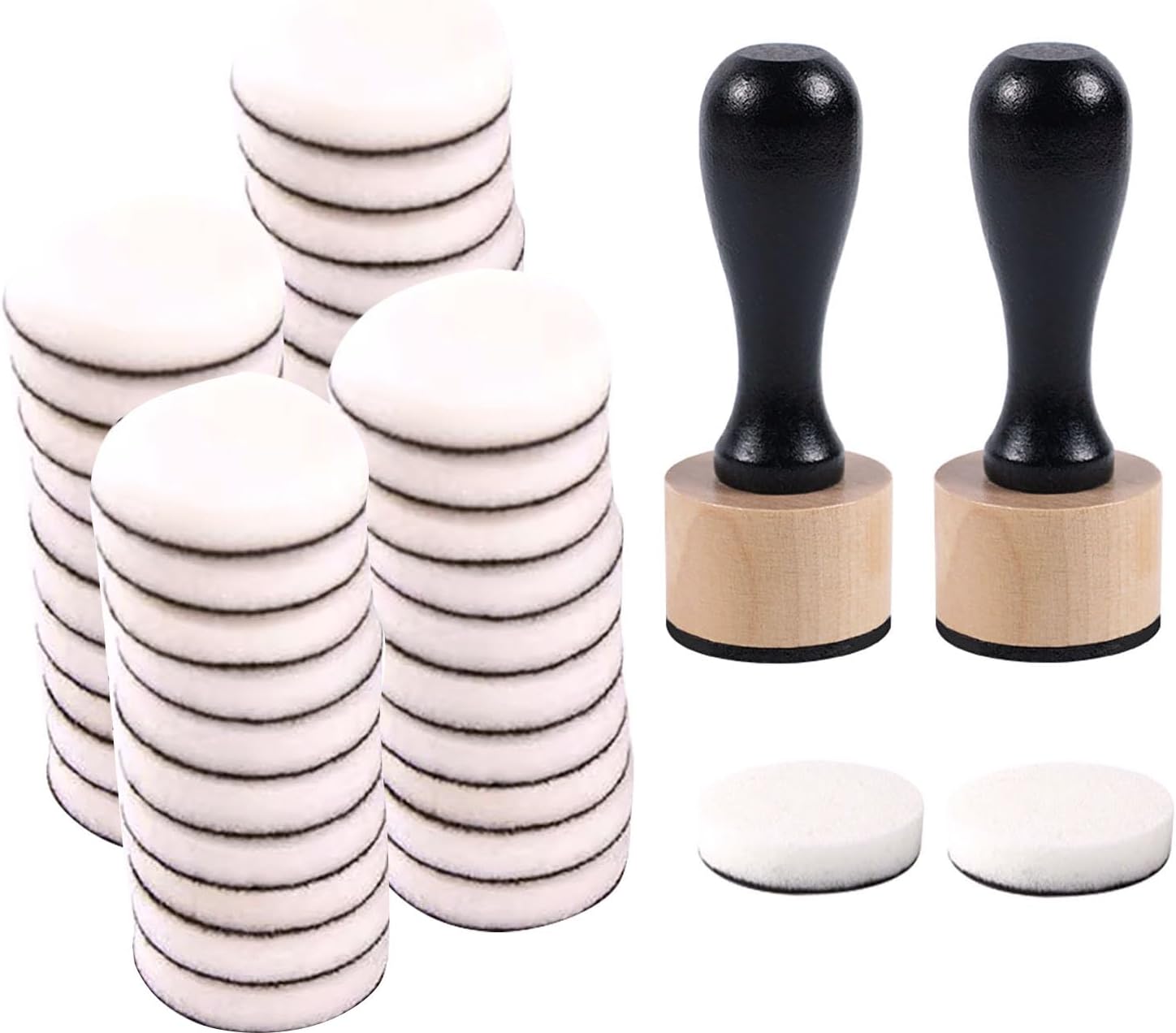 46 Packs Mini Ink Blending Tool Set, 2 Mini Applicator Tools and 44 Replacement Foam Pads for Scrapbooking Painting Drawing Art SuppliesInk Tools and More (Black 46pack)