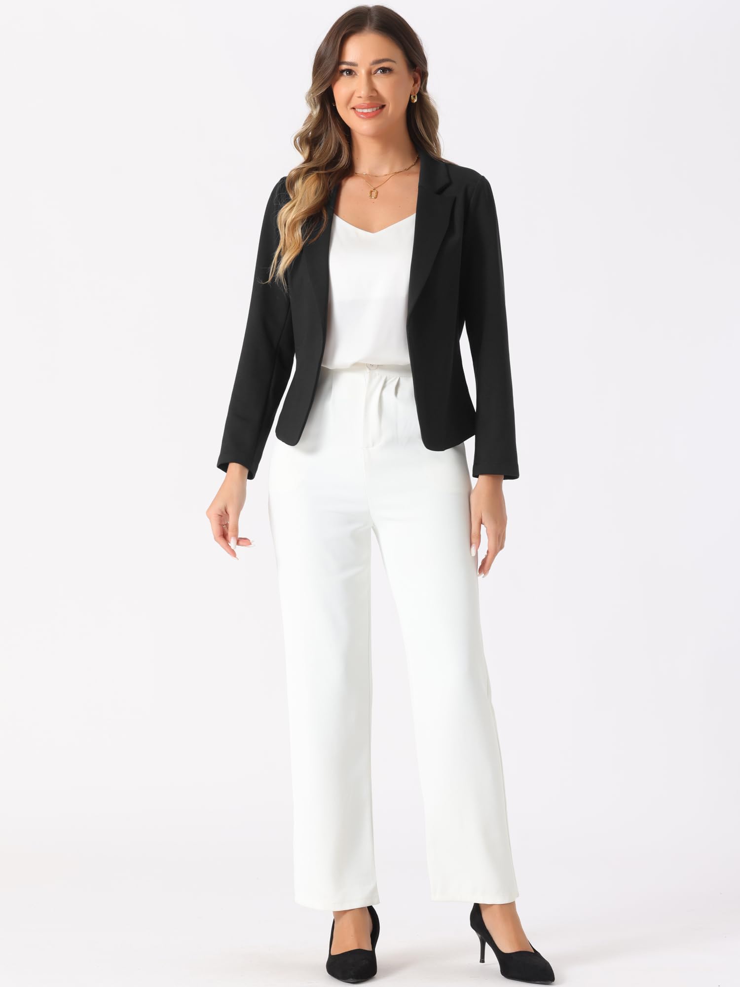 Allegra K Damen Blazer Business Lässige Crop Anzugjacke