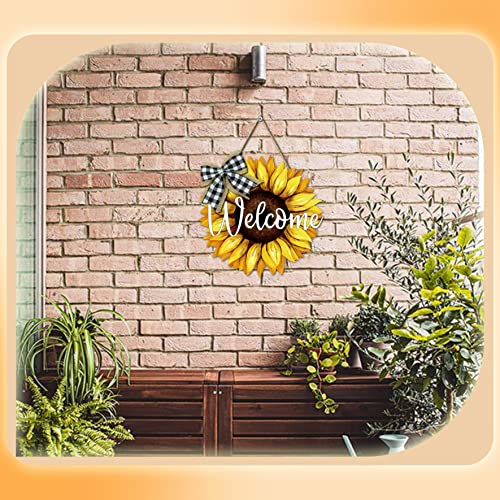 Summer Door Sign Sunflower Welcome Door Hanger Vintage Door Sign Front For Door Decoration Wreaths Decorations Door Hanging Farmhouse Porch Wall Outdoor 12"X12"… #TOP4